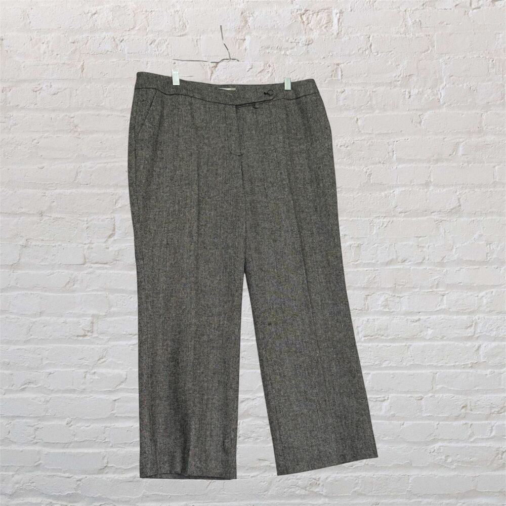 Calvin Klein Wool Blend Dress Pants Gray Lined Straight Leg Women 14
